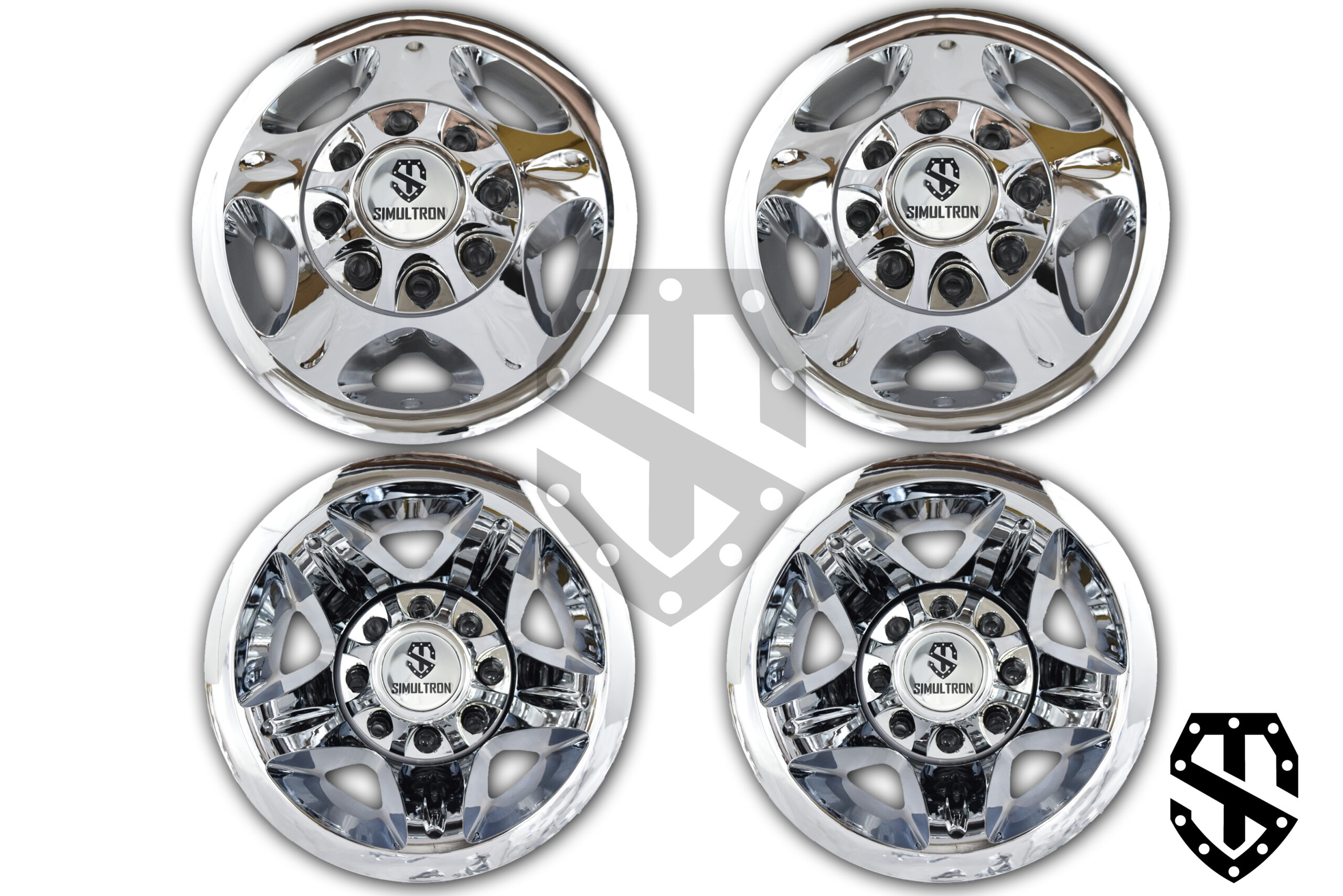 Pacific Dualies 17" Bolt-On Dually Wheel Simulators – Shiny Stainless For Chevy GMC